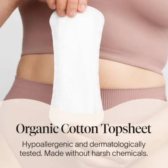 Cora Organic Cotton Ultra Thin Panty Liners for Periods - Regular Absorbency - 40ct image {2}