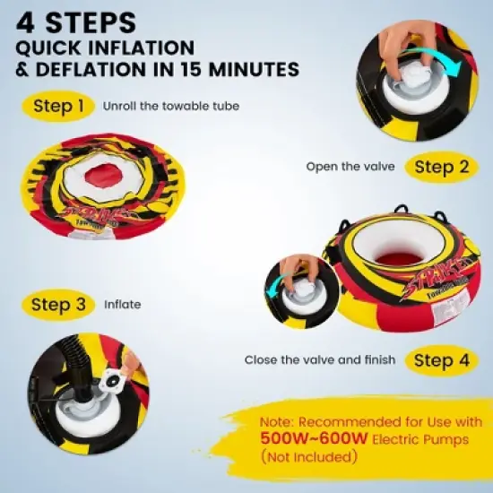 Costway Inflatable Towable Tubes for Boating Water Sport Towables for Boat to Pull image {8}