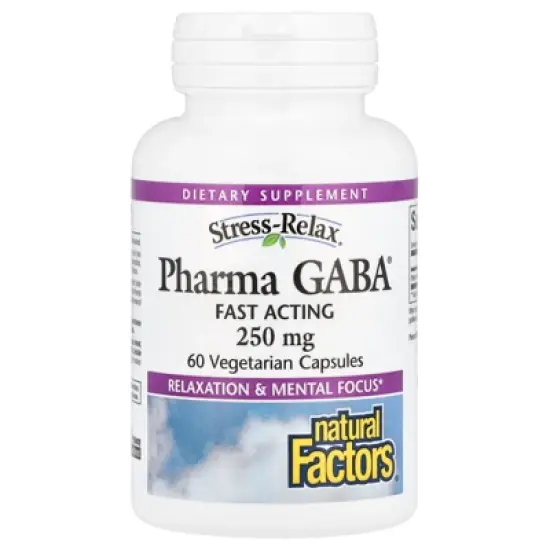 Natural Factors Stress-Relax&reg;, Pharma GABA&reg;, 250 mg, 60 Vegetarian Capsules image {3}