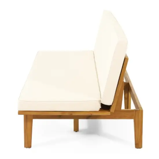 FIONECA Outdoor Daybed with Cushions &uml;C Adjustable Backrest, Black Frame & Beige Fabric, Perfect for Patio, Balcony, Garden image {6}