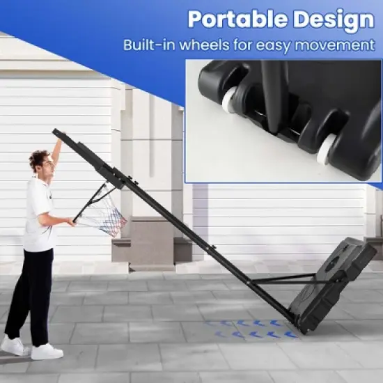 Costway Basketball Hoop Outdoor System with 45 Inch Shatterproof PC Backboard Wheels image {3}