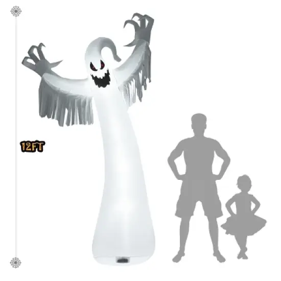 Tangkula Halloween Decoration 12FT Inflatable Blow Up Ghost With LED Lights Outdoor Yard image {1}
