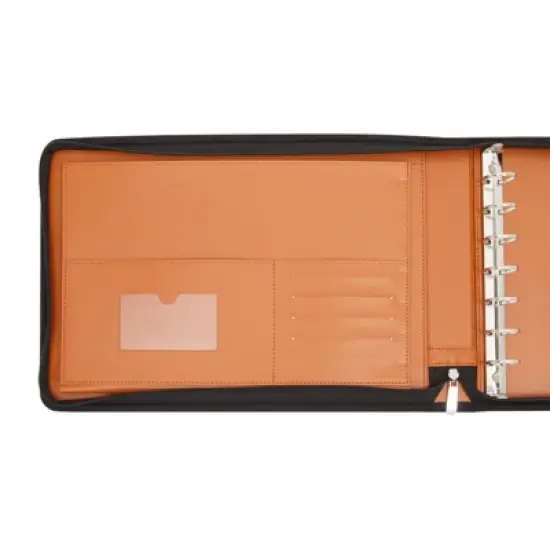 Stockroom Plus Brown 7 Ring Business Checkbook Binder with Zipper for Checks, PU Leather, 15 x 11 x 2 In image {7}