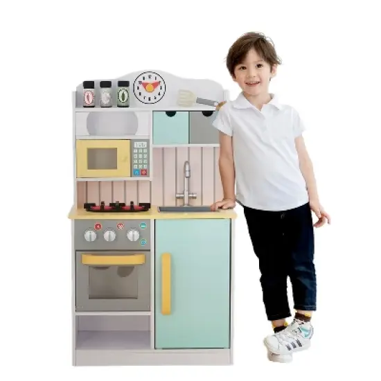 Teamson Kids Wooden Play Kitchen Toy Boys & Girls & 5 Accessories TD-11708AR image {6}