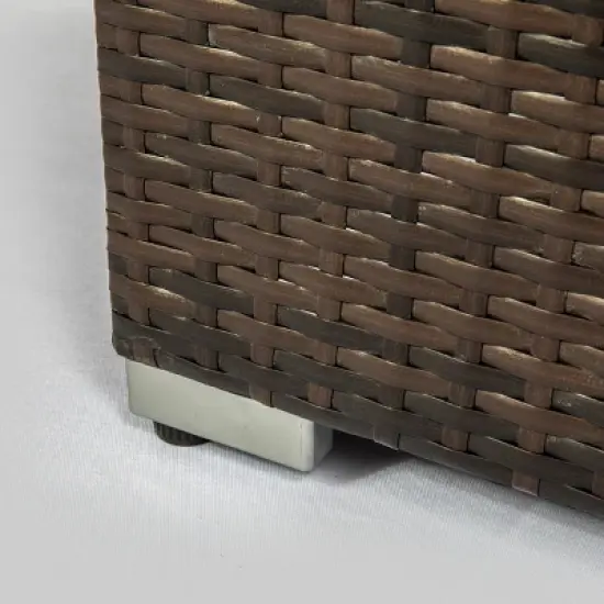 Racxily 32" Propane Gas Fire Pit Table, 50000 BTU Rectangular Fire Pit, Tile Tabletop for Outside Patio Deck Garden Courtyard-Brown image {8}