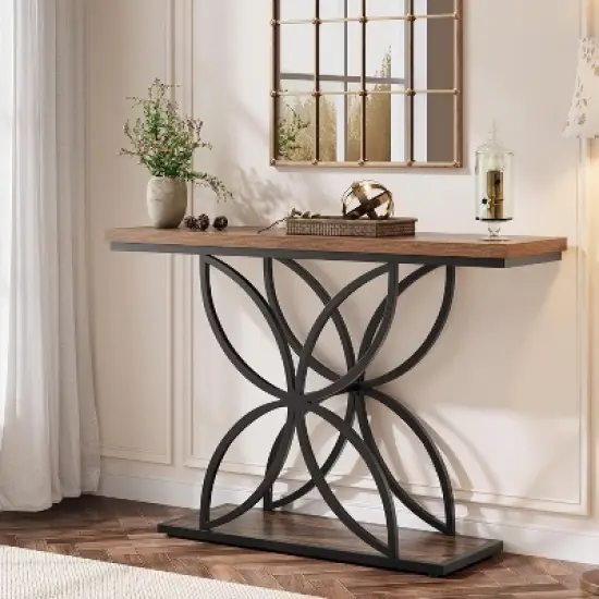 Tribesigns 47" Console Table Sofa Table with Unique Butterfly Metal Base, Foyer Accent Table for Living Room, Entryway, Hallway image {4}