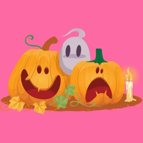 Women's Design By Humans Halloween Cartoon Pumpkins And Ghost By VectorVillain Racerback Tank Top image {1}