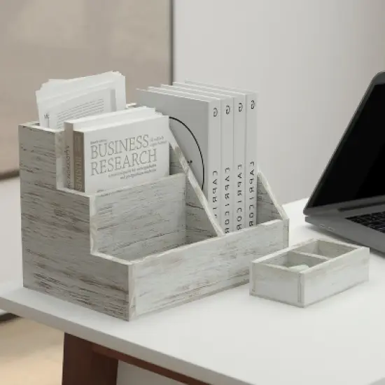 Emma and Oliver Three Piece Industrial Desk or Vanity Organizer Set with Foam Pads image {3}