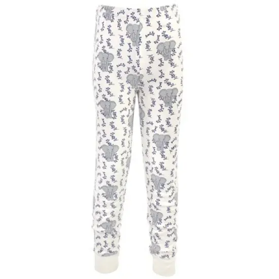 Touched by Nature Toddler and Kids Boy Organic Cotton Tight-Fit Pajama Set, Blue Elephant image {1}