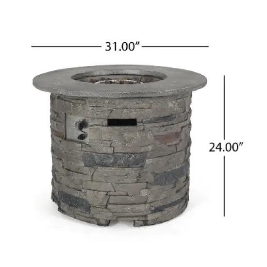 GDFStudio Broadway Outdoor 40,000 BTU Lightweight Concrete Fire Pit Table, Gray/Light Brown image {2}