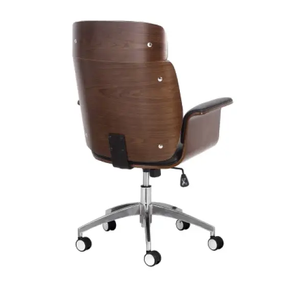 Cannonade Mid-Century Modern Swivel Office Chair Black/Walnut - Christopher Knight Home image {3}
