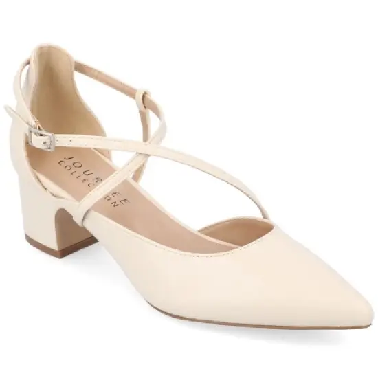 Journee Collection Womens Galvinn Crisscross Strap Pointed Toe Pumps image {11}