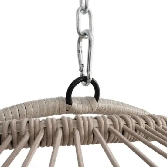 Whisen 1-Person PE Rattan Outdoor Indoor Hanging Hammock Chair Egg Chair Swing with Cushion image {8}