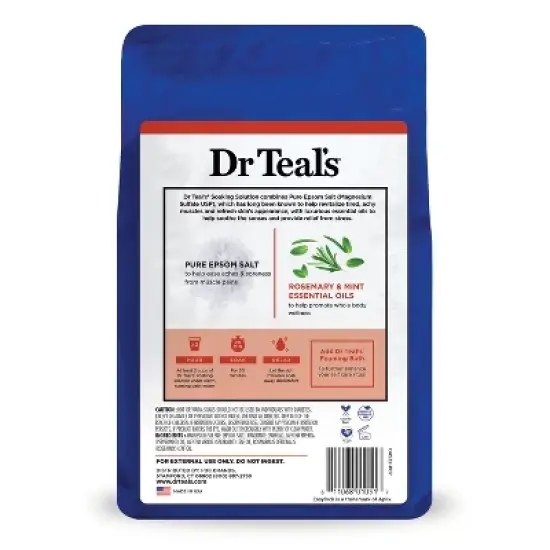 Dr Teal's Epsom Salt Magnesium Soak - Wellness Therapy with Rosemary & Mint - 3 lbs image {1}