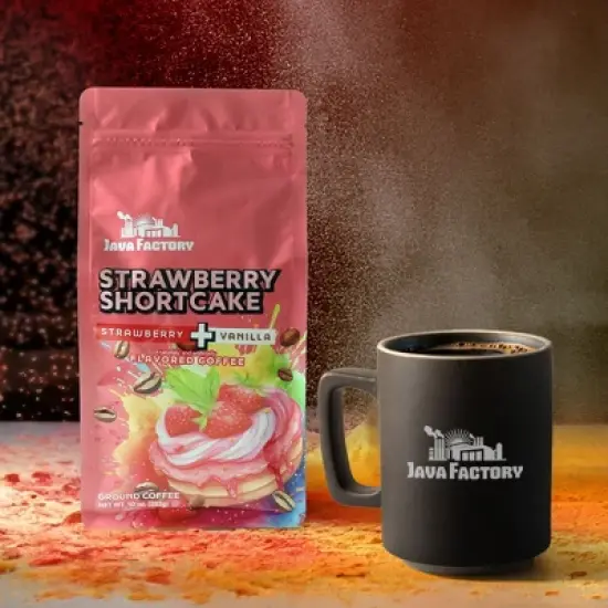 Java Factory Strawberry Shortcake Flavored Ground Coffee Bags, 10 oz each, 6 pack image {1}