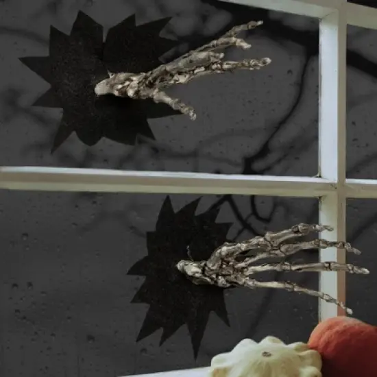Northlight 7" Skeleton Hands Halloween Window Decoration image {6}