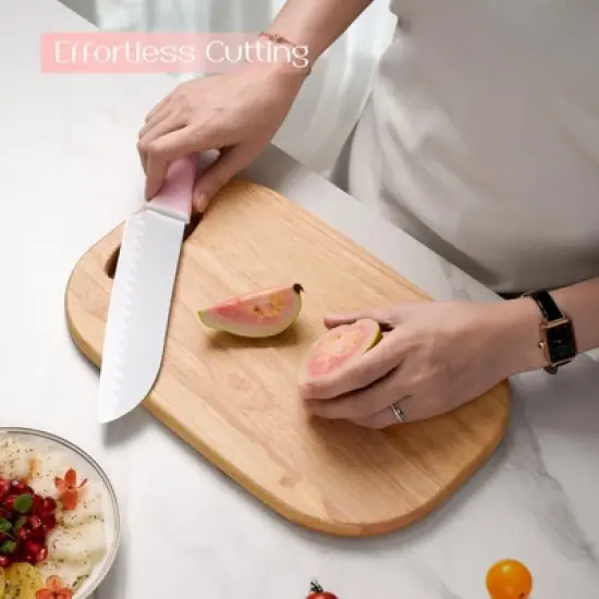 Itopfox Knife Set with Block and Sharpener, 15-Piece German Stainless Steel Knives, Ceramic Coating, Sharp Blade, Dishwasher Safe, Ergonomic Handle image {3}