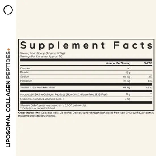 Codeage Liposomal Collagen Peptides Powder with Vitamin C & Quercetin Phytosome Supplement - 14.97oz image {2}