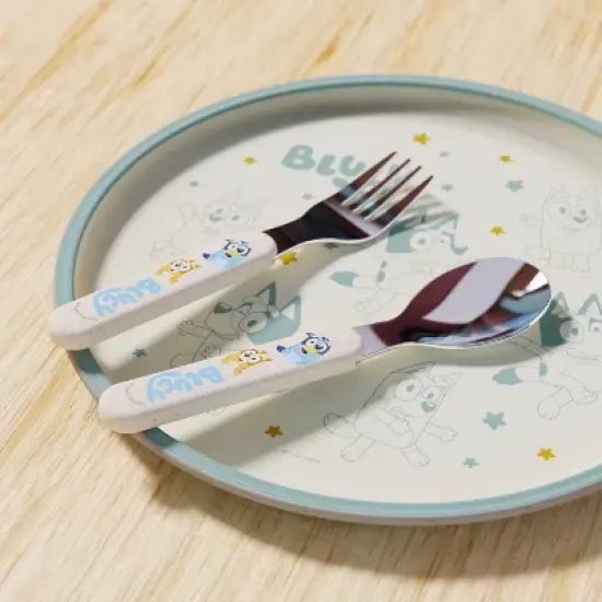 Zak Designs Bluey 2pc Bamboo and Plastic Kids Fork and Spoon Flatware Set: Toddler & Kids Utensils, Dishwasher-Safe image {4}