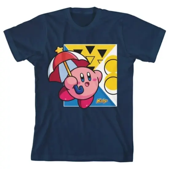 Kirby Parasol Food Collage Boy's Navy Blue Tshirt image {5}