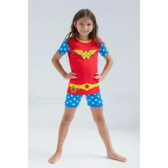 DC Comics Justice League Wonder Woman Girls Pajama Shirt and Shorts Sleep Set Toddler image {4}