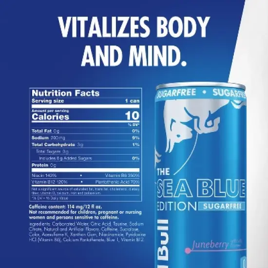 Red Bull Sugarfree Sea Blue Edition Energy Drink - 12 fl oz Can image {1}
