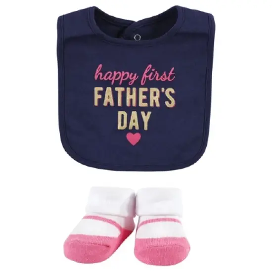 Hudson Baby Infant Girl Cotton Bib and Sock Set, Girl Mothers Fathers Day, One Size image {3}