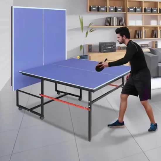 COZONY 8/9 FT Portable Table Tennis Table with Net, 2 Paddles & 3 Balls, Quick Assembly for Adults/Teens image {6}