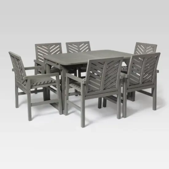 7pc Slatted Extendable Acacia Wood Patio Dining Set - Saracina Home image {7}
