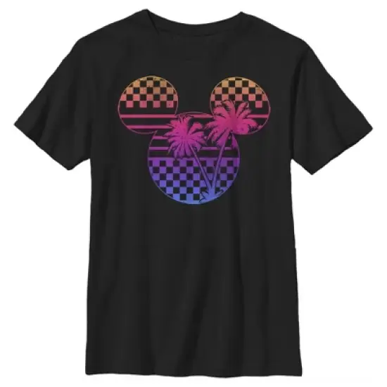 Boy's Disney Mickey Mouse Neon Palm Trees Silhouette T-Shirt image {4}