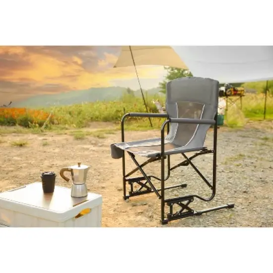 Gulches Outdoor Portable Chairs - Freestyle Rocker Folding Chair with Comfortable Backrest, Grey image {3}