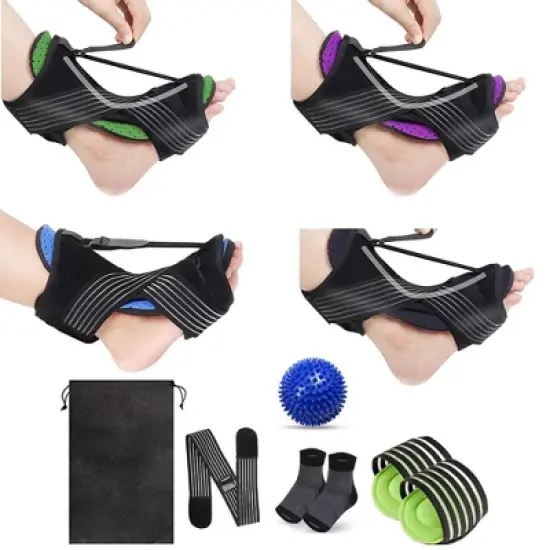 Ankle Brace Support For Men Women Adjustable Plantar Fasciitis Night Splint Relief Set (massage Ball Color Random) image {5}