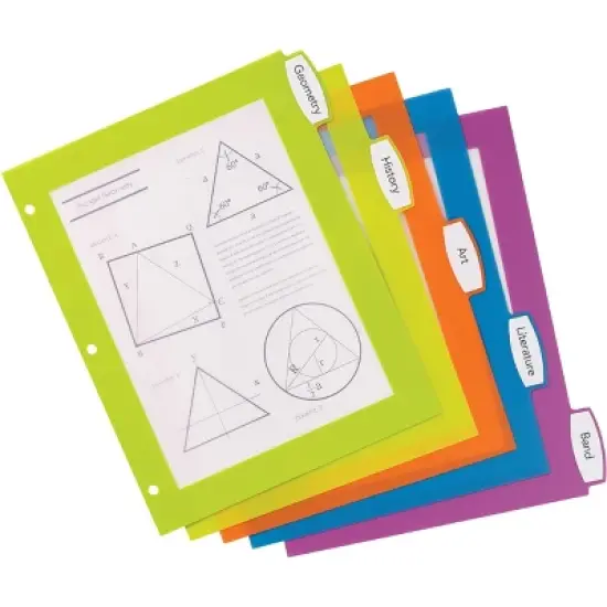 Avery Ultralast Big Tab Plastic Dividers for 3 Ring Binders, 5 Tab Set, Multicolor, 2 Sets (24900) image {3}