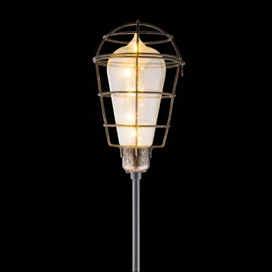 Set of 2 Outdoor Solar Powered Edison Bulb Garden LED Stakes Black - Alpine Corporation image {1}