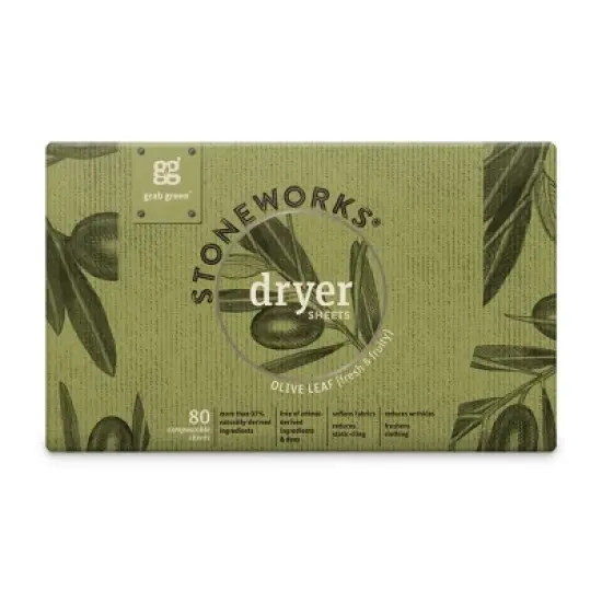 Grab Green Stoneworks Dryer Sheets, Olive Leaf Scent image {2}