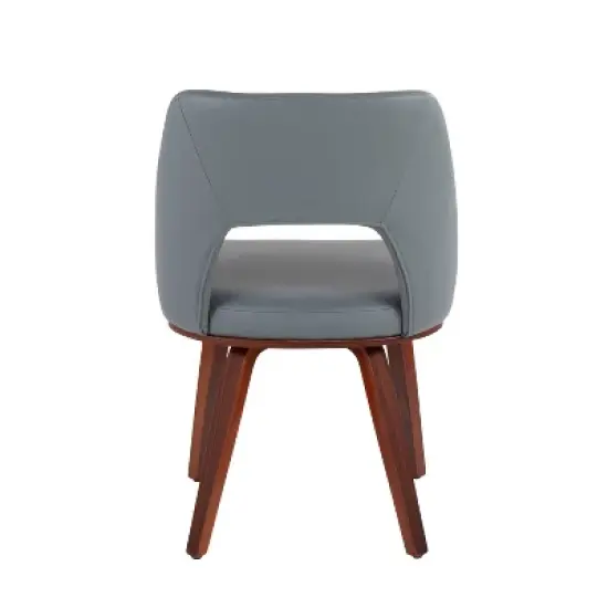 Set of 2 Triad Bamboo/Faux Leather Upholstered Dining Chairs Walnut/Gray - LumiSource image {4}