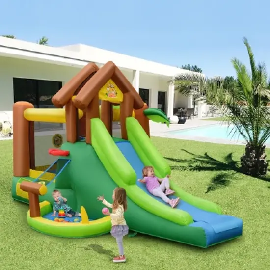 Costway Kids Inflatable Jungle Bounce House  Dual Slide Jumping Castle Bouncer image {3}