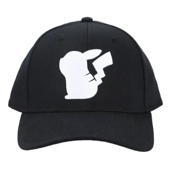 Pokemon Anime Cartoon Pikachu Embroidered Character Black Snapback Hat image {1}