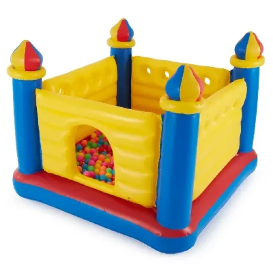 Intex 48259EP Inflatable Colorful Jump-O-Lene Castle Bouncer Indoor Outdoor Kids Jump Bounce House for 2 Kids, Ages 3 to 6 Years image {2}