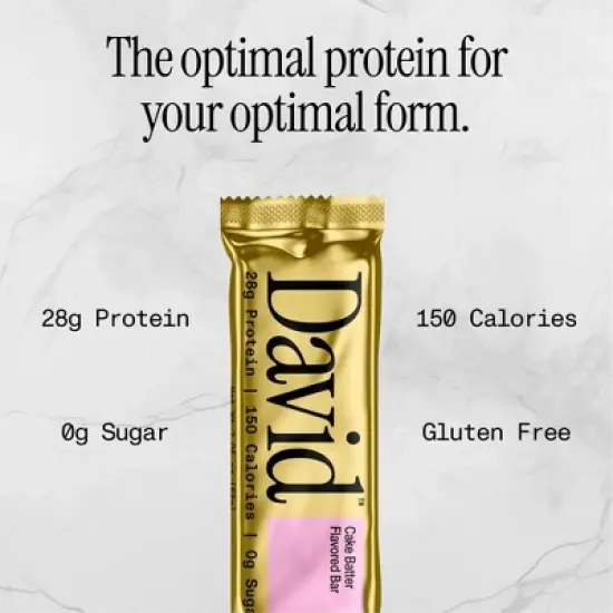 David Protein Bars with 28g Protein&nbsp;- Cake Batter Flavor - 12ct image {3}