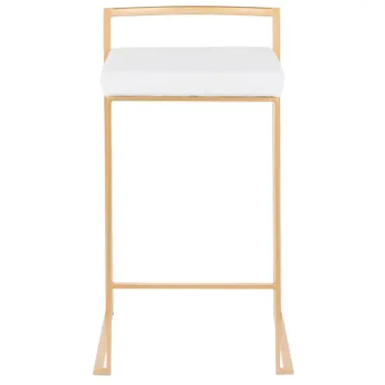 Set of 2 Fuji Contemporary Stackable Barstools Gold/White Velvet - LumiSource image {5}