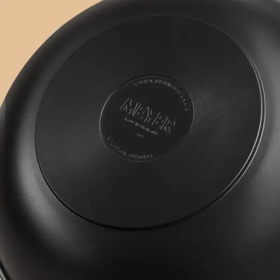 Meyer Accent Series 12.75" Hard Anodized Nonstick Induction Stir Fry Wok with Helper Handle and Glass Lid Matte Black image {7}