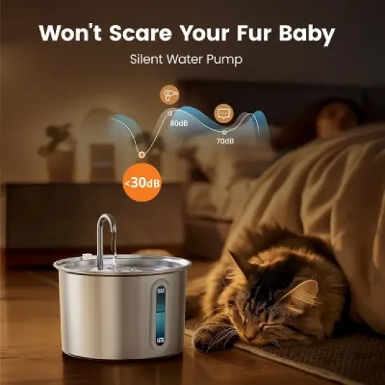 Oneisall PWF-001 2L Cat Water Fountain with 3PCS Filters, with Snap, Anti-Spill Cats Water Fountains with Quiet Pump image {9}