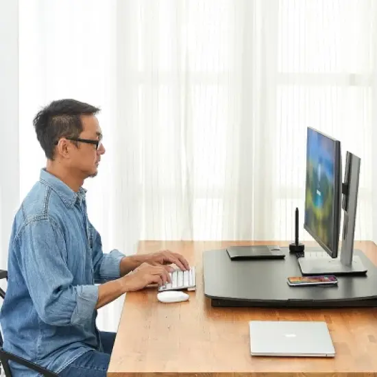 Standing Desk Converter with Wireless Charging Pad Manual Adjustment Black - Bostitch image {6}