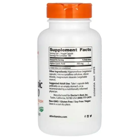 Doctor's Best Alpha-Lipoic Acid 300, 300 mg, 180 Veggie Caps image {1}
