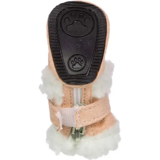 Pet Life Shearling "Duggz" Dog Shoes - Beige image {1}