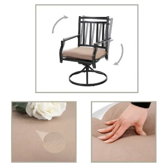 7pc Patio Dining Set with Rectangle Table with 2.6" Umbrella Hole & 360 Swivel Cushioned Arm Chairs - Captiva Designs image {6}