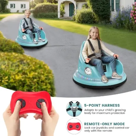 12V Kids Ride-On Bumper Car with Remote Control, 360&deg; Spin Electric Toy Car for Toddlers, 2 Speeds, Music, Safety Belt, Indoor/Outdoor image {3}