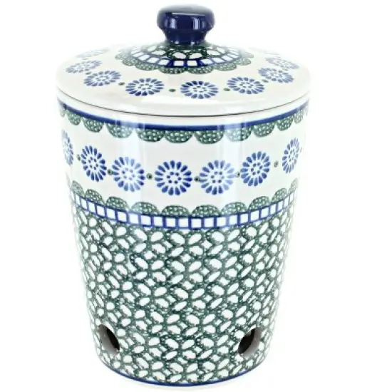 Blue Rose Polish Pottery F36 Ceramika Artystyczna Garlic Keeper image {6}