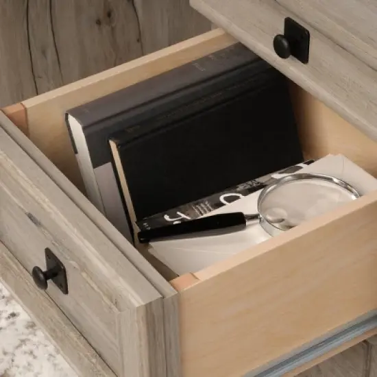 Sauder Palladia Executive Desk Split Oak : Home Office Furniture with Keyboard Tray, File Storage: Mid-Century Modern, Particle Board Frame image {4}